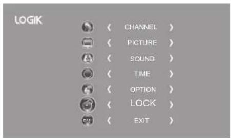 LOGIK CHANNEL PICTURE SOUND TIME OPTION LOCK EXIT EXIT