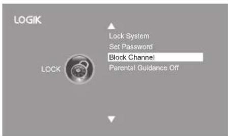 LOGIK LOCK Lock System Set Password Block Channel Parental Guidance Off