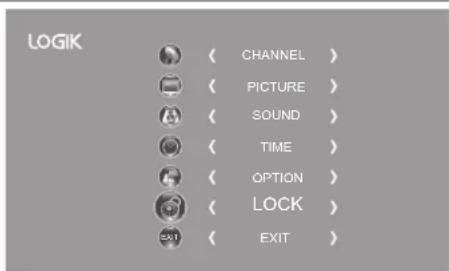 LOGIK Lock System Set Password Block Channel Parental Guidance Off