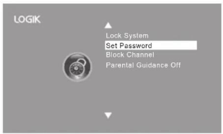 LOGIK Lock System Set Password Block Channel Parental Guidance Off