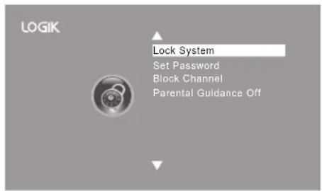 LOGIK Lock System Set Password Block Channel Parental Guidance Off