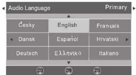 Audio Language Primary Česky English Français Dansk Español Hrvatski Deutsch Eλληνικά Italiano