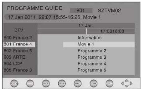 PROGRAMME GUIDE 801 SZTVM02 17 Jan 2011 22:07 15:55-16:25 Movie 1 DTV 17 Jan 17:00:16:00 800 France 2 Information 801 France 4 Movie 1 802 France 5 Programme 2 803 ARTE Programme 3 804 LCP Programme 4 805 France 3 Programme 5