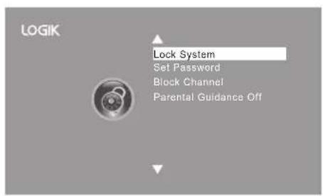 LOGIK Lock System Set Password Block Channel Parental Guidance Off