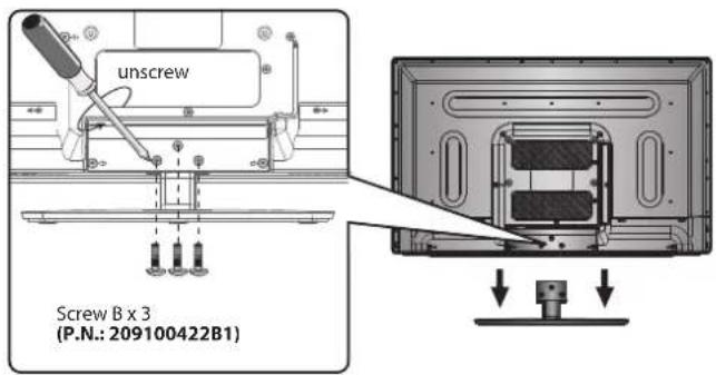 unscrew Screw B x 3 (P.N.: 209100422B1)