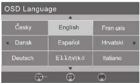 OSD Language Česky English Français Dansk Espanõl Hrvatski Deutsch Eλληνικό Italiano
