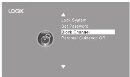 LOGIK Lock System Set Password Block Channel Parental Guidance Off