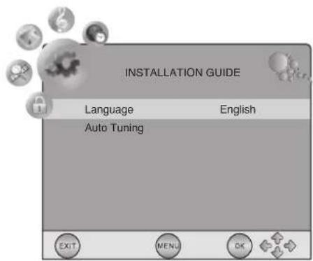 INSTALLATION GUIDE Language English Auto Tuning EXIT WENU OK