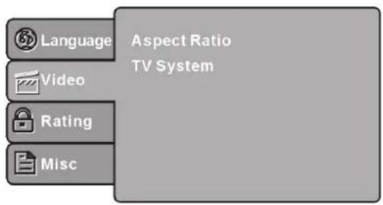 Language Aspect Ratio TV System Video Rating Misc