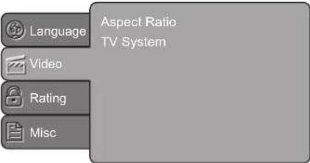 Language Aspect Ratio TV System Video Rating Misc