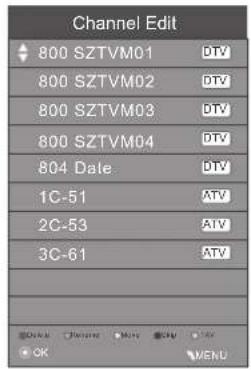 Channel Edit 800 SZTVM01 DTV 800 SZTVM02 DTV 800 SZTVM03 DTV 800 SZTVM04 DTV 804 Date DTV 1C-51 ATV 2C-53 ATV 3C-61 ATV OK MENU