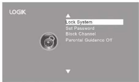 LOGIK Lock System Set Password Block Channel Parental Guidance Off