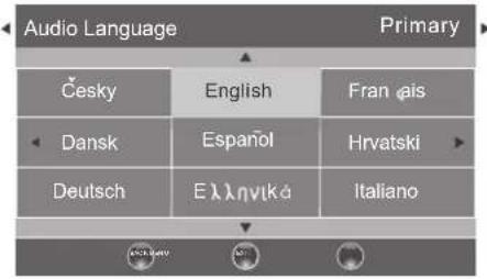 Audio Language Primary Česky English Fran çis Dansk Espanöl Hrvatski Deutsch Eλληνικά Italiano