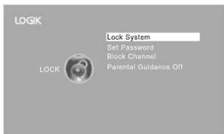 LOGIK LOCK Lock System Set Password Block Channel Parental Guidance Off
