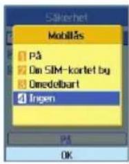 Säkerhet Mobillås På On SIM-kortet by Omedelbart Ingen På OK