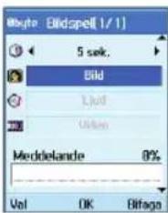 Bildspell[1/1] 5 sek. Bild Ljud Udans Meddelande 8% Vol OK Bitaga