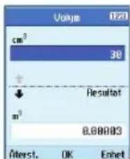 Volga 120 cm³ 30 Resultat m³ 0.00003 Atest. OK Enhet