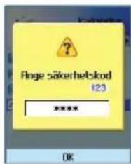 Ringe säkerhetskod 123 **** OK