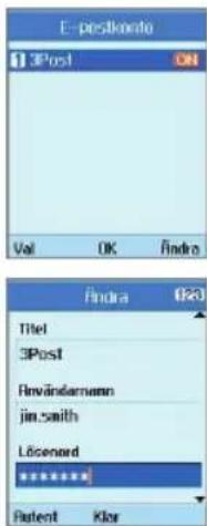 E-postkonto 3Post Val OK Findra Findra (23) Titel 3Post Revändermann jin.smith Lösenord ****** Patent Klor