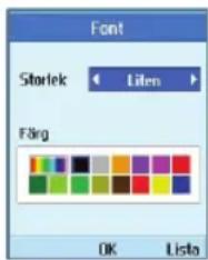 Font Storlek Liten Färg OK Lists