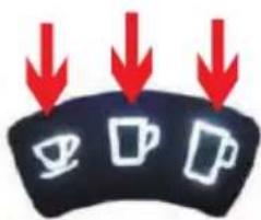 Diagram showing three coffee cups with red downward arrows pointing to them, likely indicating a warning or warning.