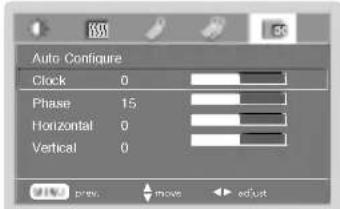 Auto Configure Clock 0 Phase 15 Horizontal 0 Vertical 0