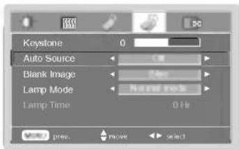 Keystone Auto Source Blank Image Lamp Mode Lamp Time Clear Noise Rock 0 Hz