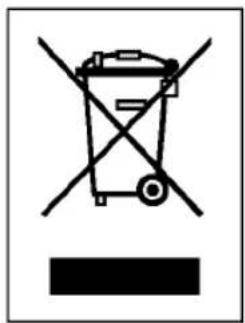 Diagram showing a trash bin with crossed cross lines and a blank rectangular area below, indicating no waste or discharge.