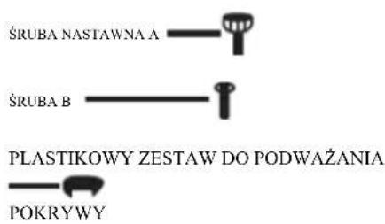 ŚRUBA NASTAWNA A ŚRUBA B PLASTIKOWY ZESTAW DO PODWAŻANIA POKRYWY