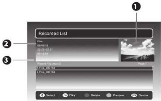 Recorded List File 08/01/13 22:22:22:27 00:16:54 Record File about 2 1 Fire_00113 2 Fire_00113 Page 1 Select Play Delete Preview Device