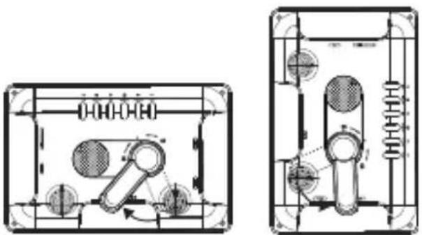 Technical schematic diagram showing mechanical components with labeled parts and directional arrows