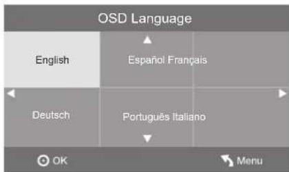 OSD Language English Español Français Deutsch Português Italiano OK Menu