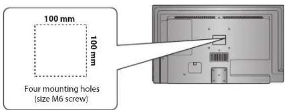 100 mm 100 mm Four mounting holes (size M6 screw)