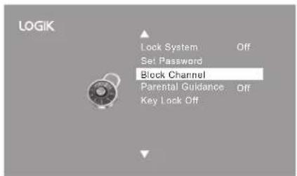 LOGIK Lock System Off Set Password Block Channel Parental Guidance Off Key Lock Off