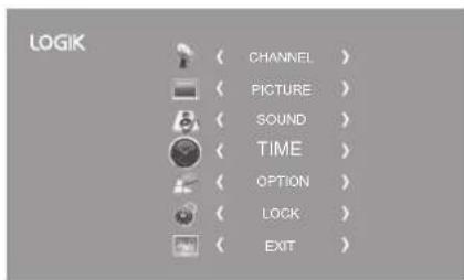LOGIK ( CHANNEL ) ( PICTURE ) ( SOUND ) ( TIME ) ( OPTION ) ( LOCK ) ( EXIT )