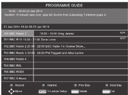 PROGRAMME GUIDE 18:00 - 19:00 21 Jan 2014 Another 10 minute twice over, plus Mr Burton from Educating Yorkshire pops in. 21 Jan 2014 18:34:30 21 Jan 2014 700 BBC Radio 1 18:00 - 19:00 Greg James NAY 701 BBC RIX 19:00 - 21:00 Zona Leone NEXY 702 BBC Radio 2 21:00 - 22:30 BBC Radio 1's Review Show... 703 BBC Radio 3 22:00 - 08:30 Phil Taggarl and Alke Levine 704 BBC Radio 4 705 BBC RSL 706 BBC RSSX 707 BBC 8 Music Record Remind Prev Day Next Day Movie Photo Schedule Setup Details Fiat
