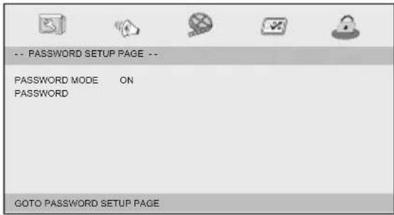 -- PASSWORD SETUP PAGE -- PASSWORD MODE ON PASSWORD GOTO PASSWORD SETUP PAGE