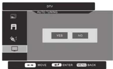 DTV AUTO TUNING YES NO MOVE ENTER MENU BACK