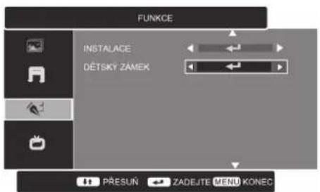 FUNKCE INSTALACE DĚTSKY ZAMEK PŘESUŇ ZADEJTE MENU KONEC