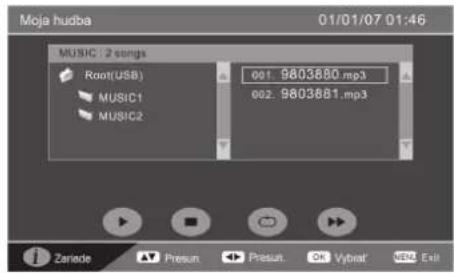Moja hudba 01/01/07 01:46 MUSIC : 2 songs Root(USB) MUSIC1 MUSIC2 001.9803880.mp3 002.9803881.mp3 Zariade Presun Presun Ok Vybrat NEN Eal