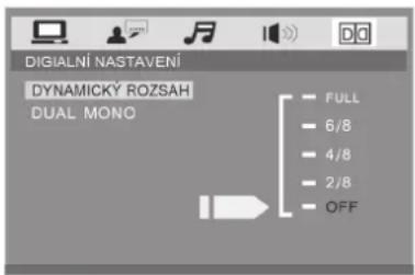 DIGIALNÍ NASTAVENÍ DYNAMICKÝ ROZSAH DUAL MONO FULL 6/8 4/8 2/8 OFF