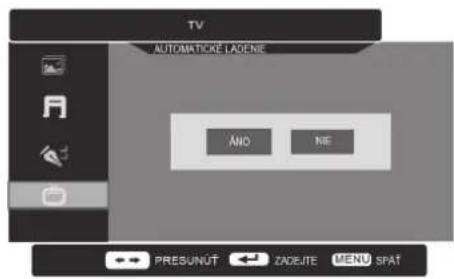 TV AUTOMATICLE LADENE ANO NE PRESUNÜT ZADEJTE MENU SPÄT