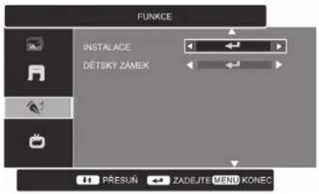 FUNKCE INSTALACE DETSKY ZAMEK PRESUŃ ZADEJTE MENU KONEC