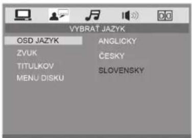 VYBRAT JAZYK OSD JAZYK ANGLICKY ZVUK ČESKY TITULKOV SLOVENSKY MENU DISKU