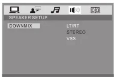SPEAKER SETUP DOWNMIX LT/RT STEREO VSS