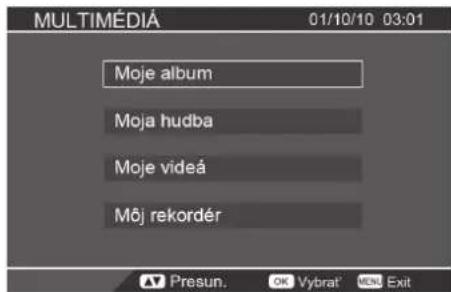 MULTIMÉDIÁ 01/10/10 03:01 Moje album Moja hudba Moje videá Môj rekordér
