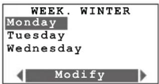 WEEK. WINTER Monday Tuesday Wednesday Modify