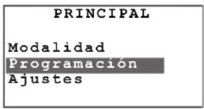 PRINCIPAL Modalidad Programación Ajustes
