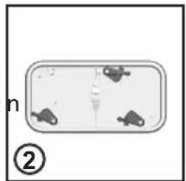 Simple diagram showing a rectangular container with four small fish-like shapes inside, labeled 'n' and circled number ②.