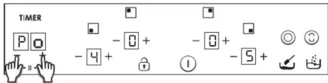 TIMER P O - 4 + - 0 + - 0 + - 5 + ①